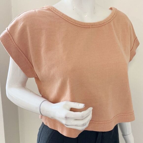 Anthropologie Brand Daily Practice Orange Crop Tank Top Cap Sleeves & Open Back - Picture 7 of 7